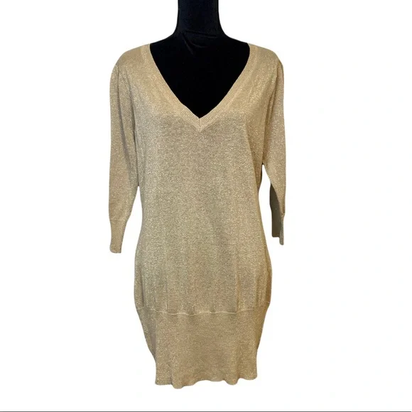 torrid | Dresses | Torrid Gold Glitter Vneck Sweater Dress Tunic Size |  Poshmark